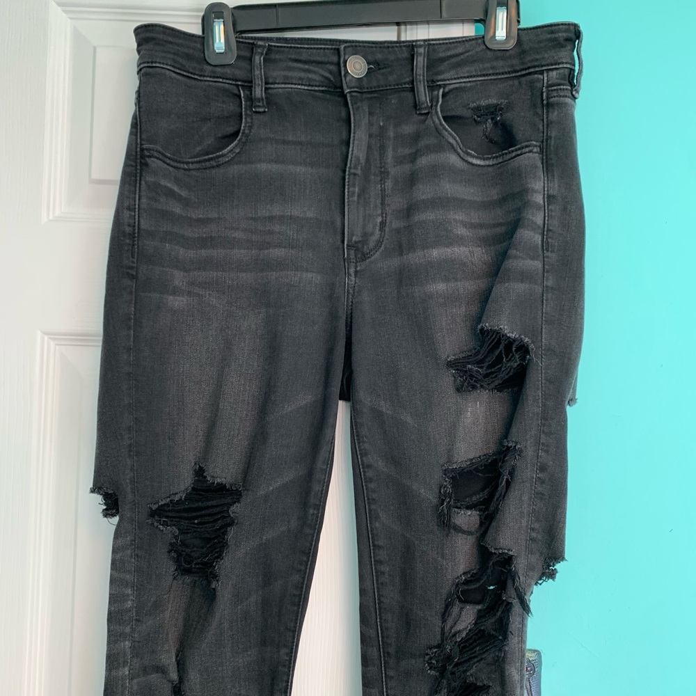 american eagle black ripped jeans